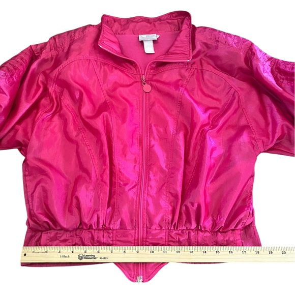 Vintage 90s Adidas Hot Pink Metallic Tracksuit Set Windbreaker Size Large - Picture 8 of 15